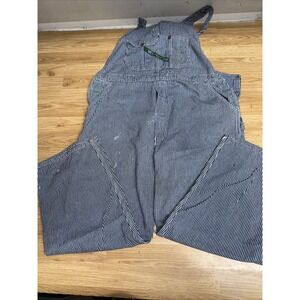 Vtg Key Imperial Conductor Stripe Denim Overalls Men 44x29 Blue USA Carpenter